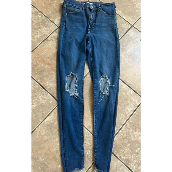 Levi Strauss 29 Mile High Super Skinny Jeans Distressed - Picture 1 of 7